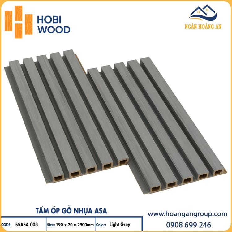 Tấm Ốp Lam Sóng Ngoài Trời Phủ ASA Hobiwood 5SASA 003 Light Grey
